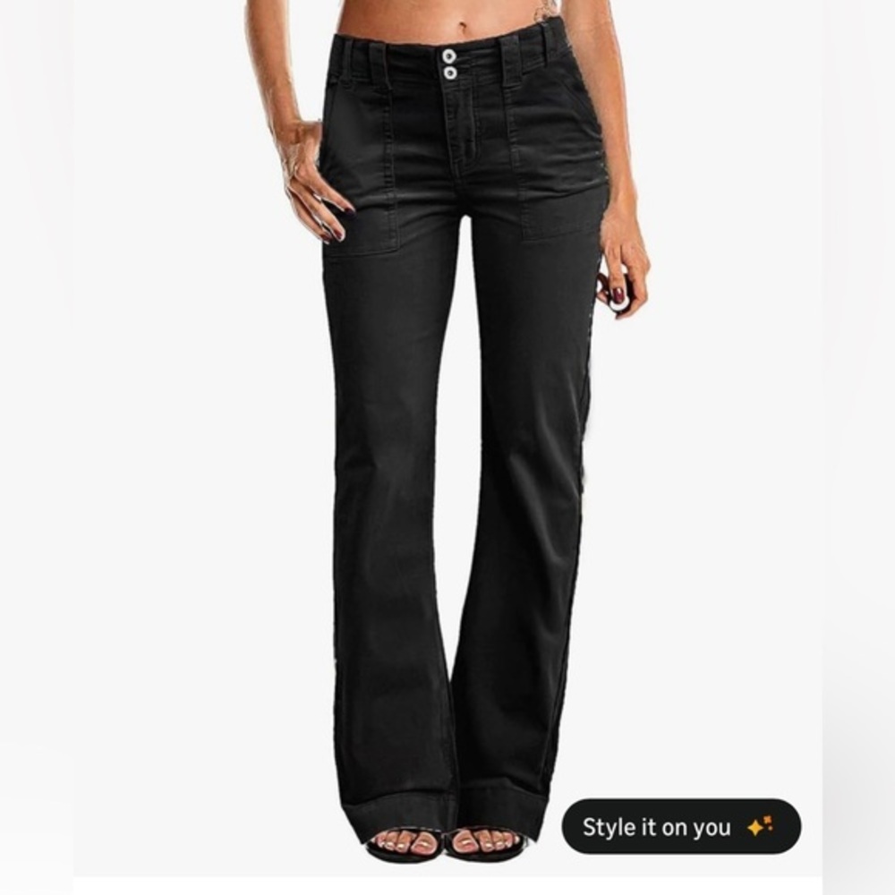 High-Waist Black Wide-Leg Pants for Women